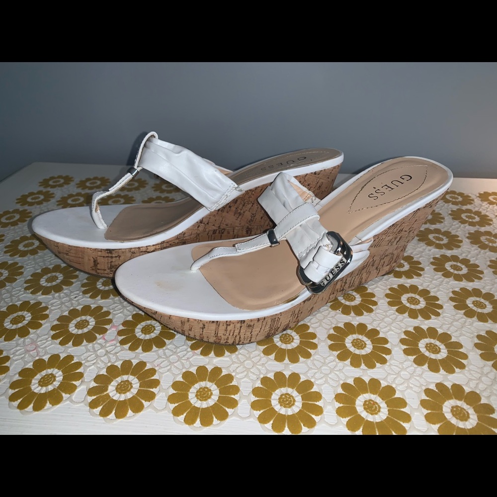 Guess slides, cork like wedges. Slightly used